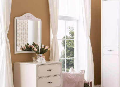 Gruppe Kommode mit Spiegel Schrank Holz Kommoden Sideboard Weiß Luxus